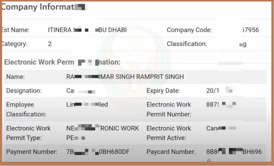 Mohre Labour Contract Number